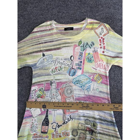 Inoah Dress Womens Small Multicolor A-Line Stripe Print Ruffle Hem Made in USA - Picture 3 of 5